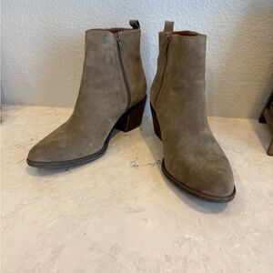 Lucky Brand Taupe Suede Ankle Booties